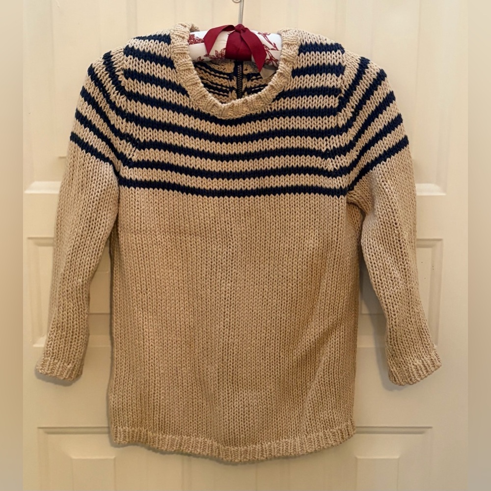 LOFT 100% Cotton Striped Back Zip Sweater MP Like New